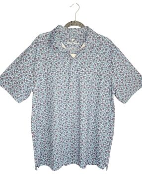 Birdie Threads Mens Golf Shirt Lg All Over Floral Print Outdoor Summer